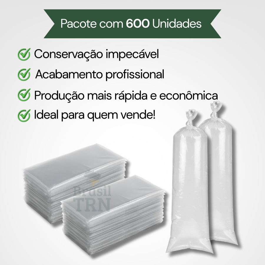 Saco Transparente Saquinho Geladinho 6x30cm Gelinho Chup Chup Sacolé 600 Unid PEBD