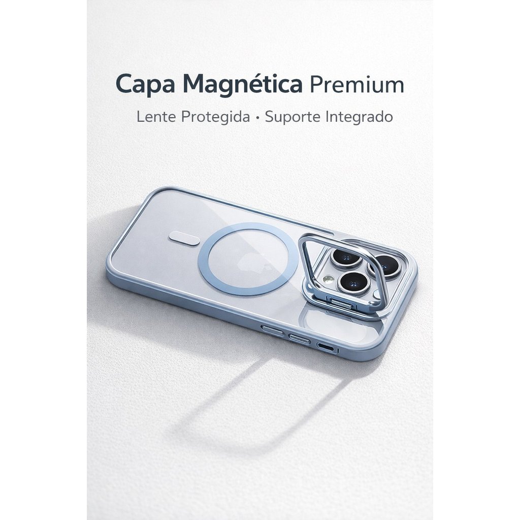 Capa Magnética Translúcida De Luxo Para Iphone 11 13 12 14 15 16 Pro Max 16E Com Cobertura Protetora De Lente Metálica