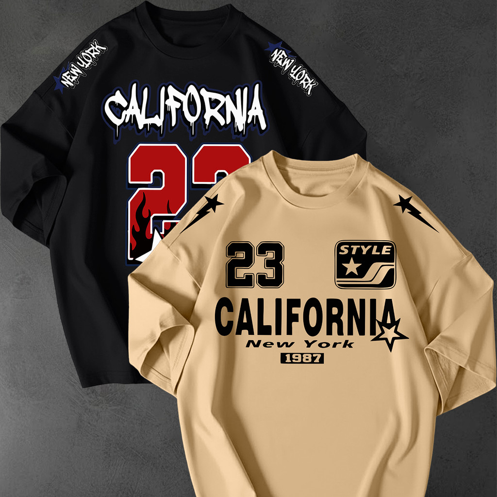 Kit 2 Camisetão Oversized Streetwear Estampa California 23 96 New York 1987 Unissex Academia Larga
