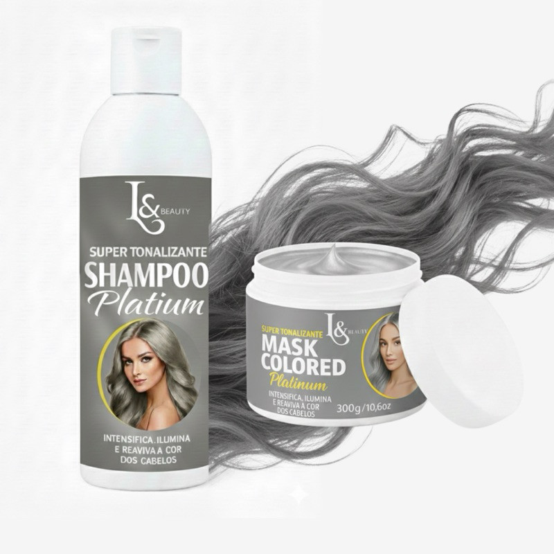 Kit Máscara Tonalizante Platinum Loiro Platinado Colored+ Shampoo 300ml - L&beauty