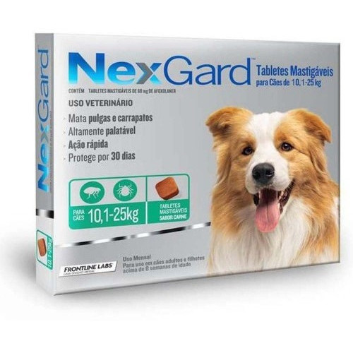 Antipulgas E Carrapatos Nexgard Cão 10 A 25kg Com 3 + Brinde em Oferta na Shopee