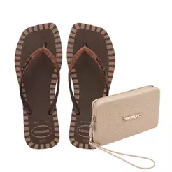 Kit Havaianas - Chinelo Havaianas Slim Square Glitter Contour + Mini Bag Havaianas Glitter