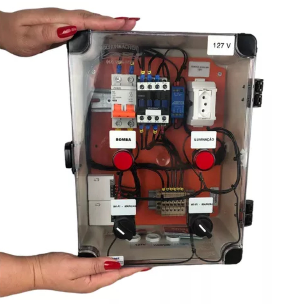 Painel Quadro Comando Bomba De Piscina Iluminação Wifi 110v