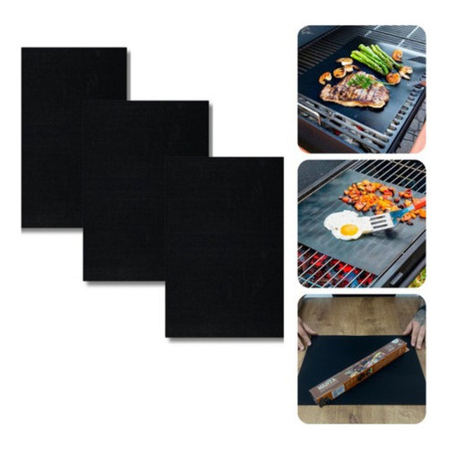 Kit 3 Manta Grill Antiaderente Teflon Churrasqueira Casita