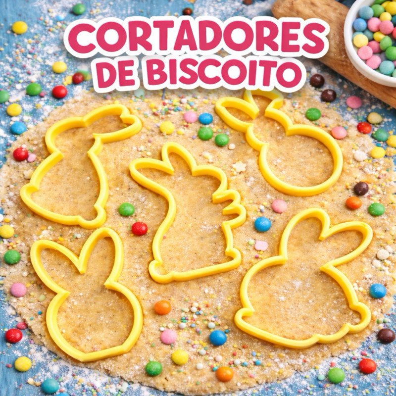 Kit 5 Cortador Biscoito Páscoa Pasta Americana Massinha Coelinhos Biscuit Cookie Coelho em Oferta na Shopee