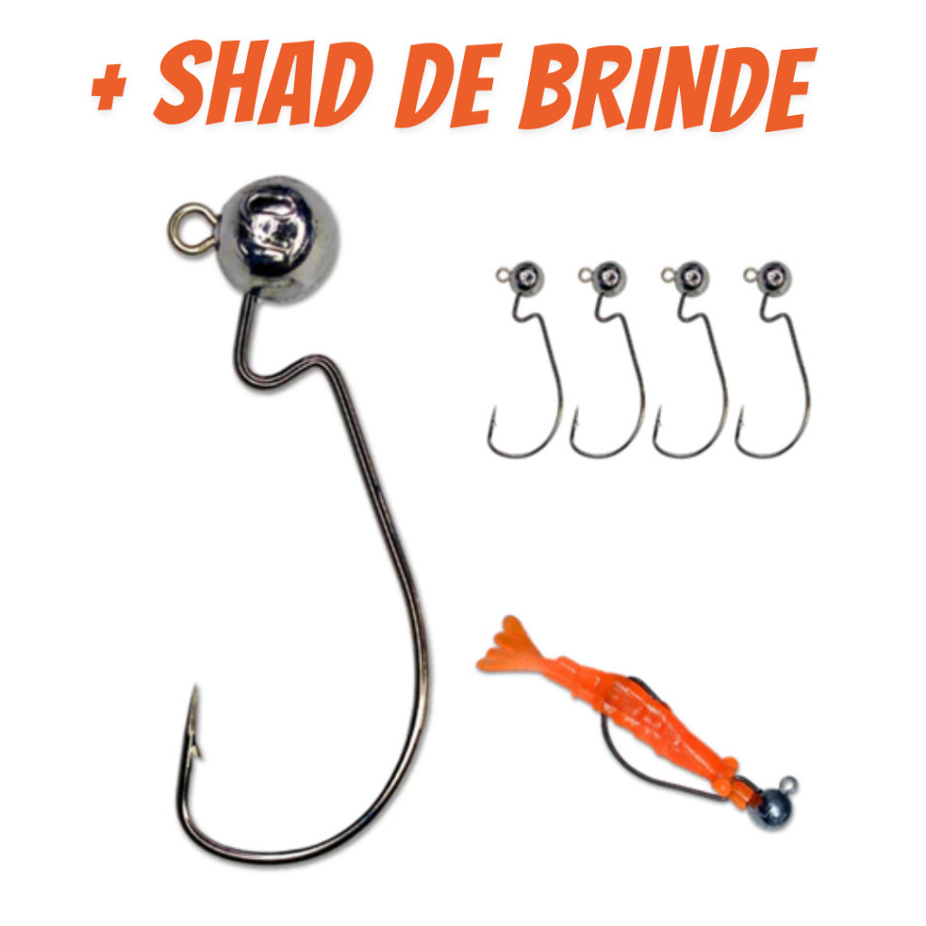 Anzol Jig Head Offset Pesca Super Resistente Isca Artificial Soft Camarão Robalo Tucunaré em Oferta na Shopee