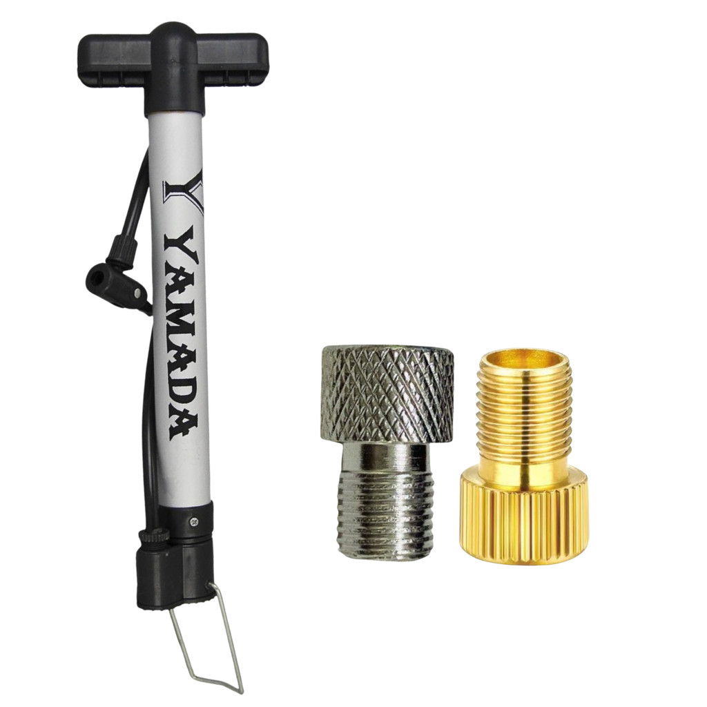 Kit Bomba De Ar Bicicleta Yamada Alumínio + 2 Adaptador Valvula Presta Bico Fino Grosso Pneu Bike em Oferta na Shopee