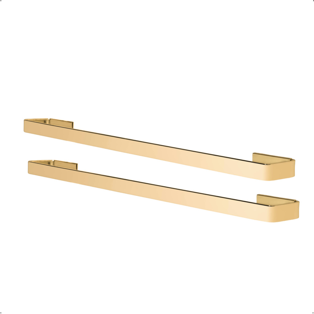 Kit 2 Porta Toalhas De Banho Quadrado Athena Dourado