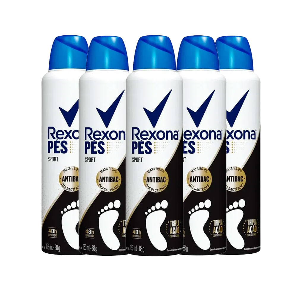 Kit Desodorante Aerosol Rexona Para Os Pés Sport 153ml - 5 Unidades