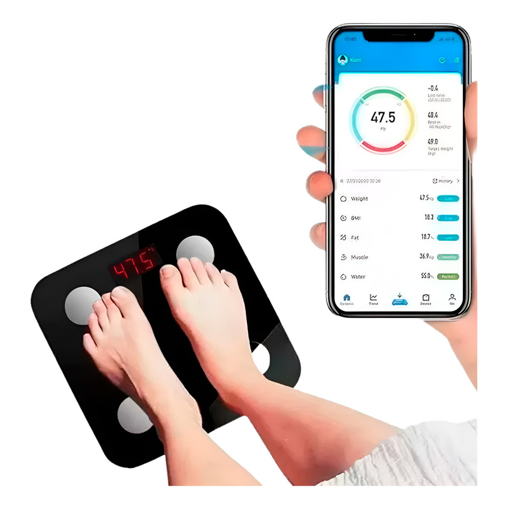 Balança Digital Bioimpedância Central 180kg Bluetooth Preto