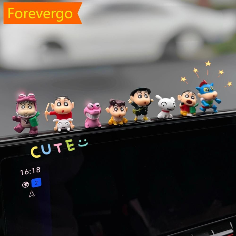 forevergo 8 Pçs/Set Crayon Shin-chan Engraçado Pose Figura Console Central Do Carro Painel Navegador Decoração De Tela M
