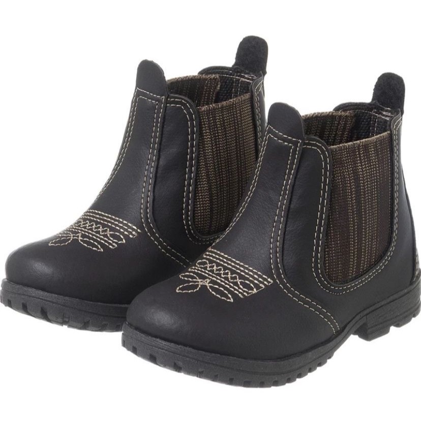 Bota Jeca Infantil Jequinha Country Roça Rodeio Marrom Preta