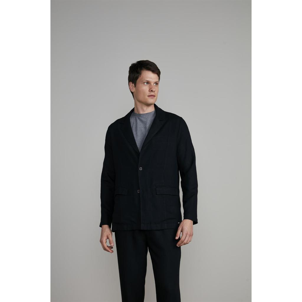 Blazer Linen Blend Slim Fit - Preto
