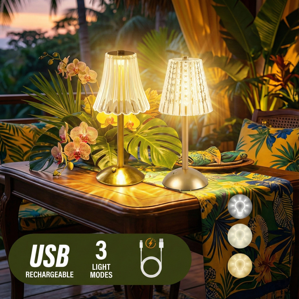 Lâmpada Abajur Mesa Com Barra De Led Sem Fio Touch Recarregável 3 Cores