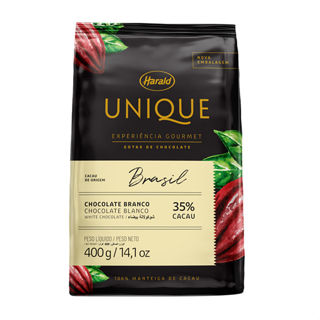 Chocolate Branco Unique Brasil 35% Cacau Gotas 400g Harald em Oferta na Shopee