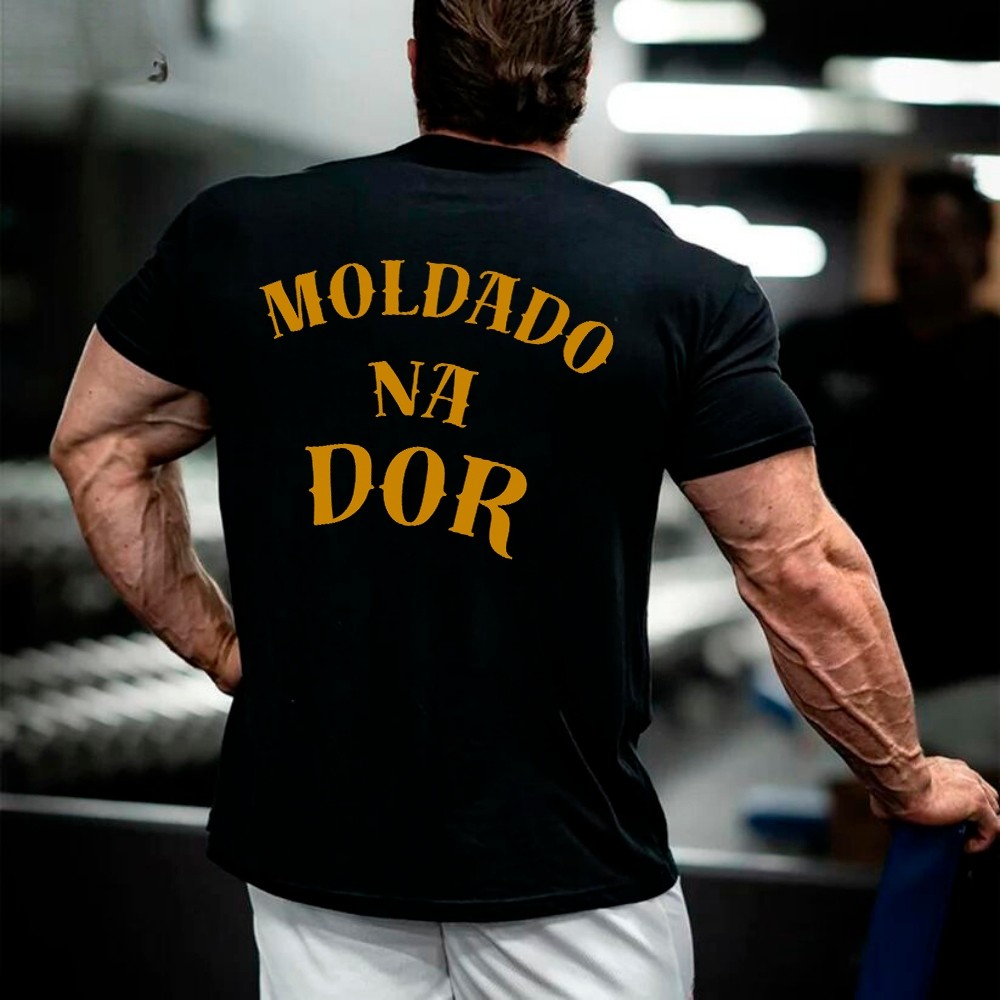 Camiseta Oversized Treino Frase Moldado Na Dor Premium Academia Confortavel Estilosa