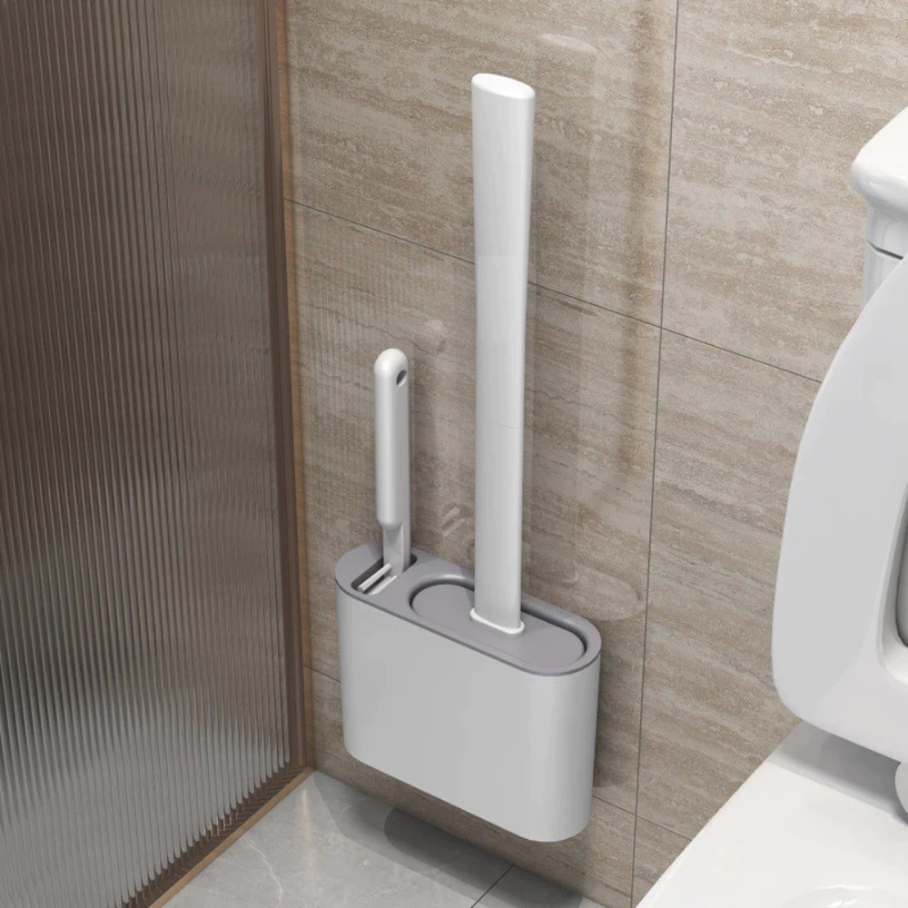 2 Em1 Escova De Silicone Para Vaso Sanitário Base De Banheiro Privada, Alta Eficiência TOP&CASA — imagem 1