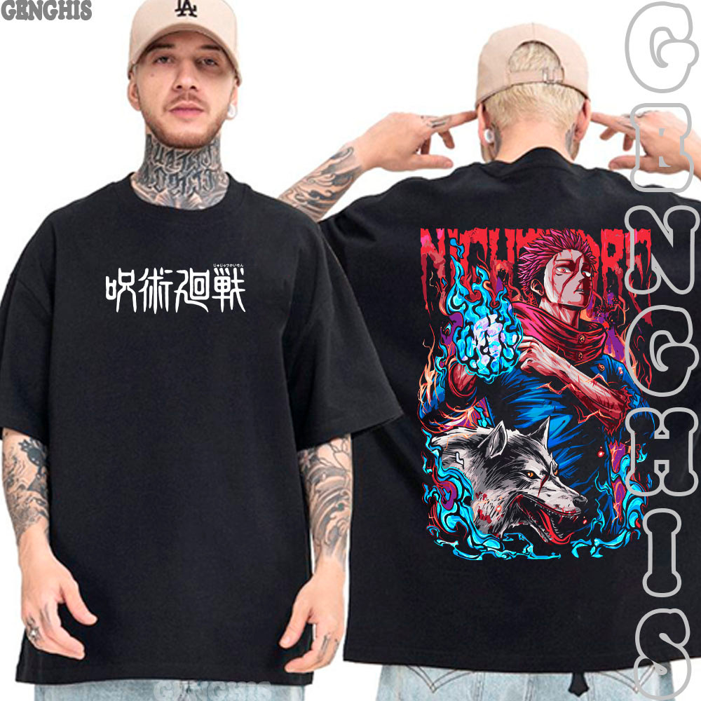 Camiseta Yuji Itadori Prime Feiticeiro Jujutsu Kaisen Anime Manga Camisa Basica Oversized Unissex Algodão