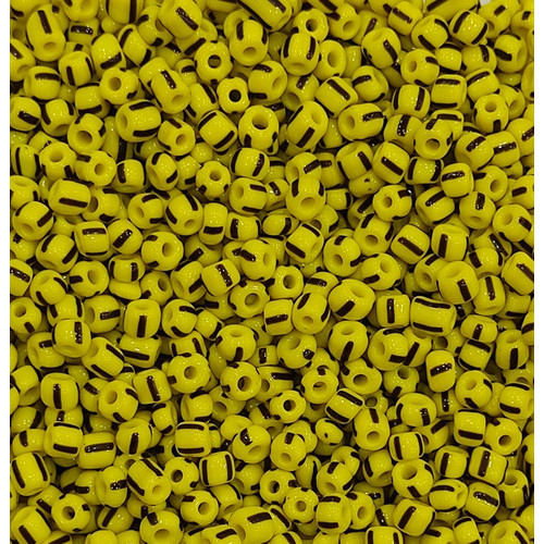 Miçanga Rajada Chinesa De Vidro 6/0 Amarelo/ Preto - 500g