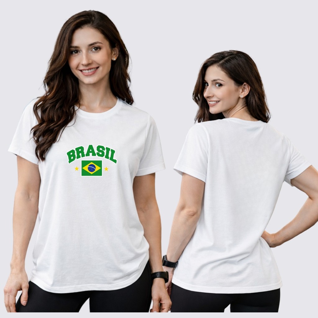 Camisa Dry-Fit Feminina BRASIL 02 Academia Corrida Crossfit Skate Basquete Unissex Respiravél