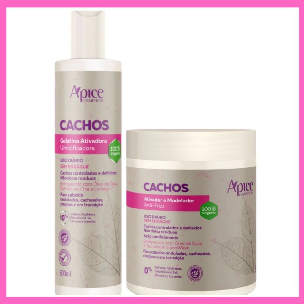 Kit Apse Cachos Creme De Pentear Ativador Cachos + Gelatina Ativadora 300ml