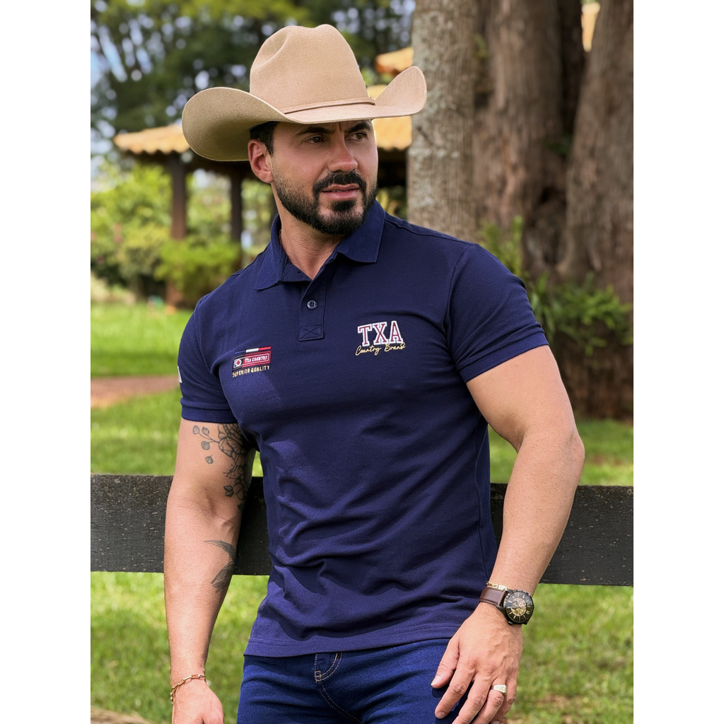 GOLA POLO TXA MASCULINA BORDADA MODA COUNTRY