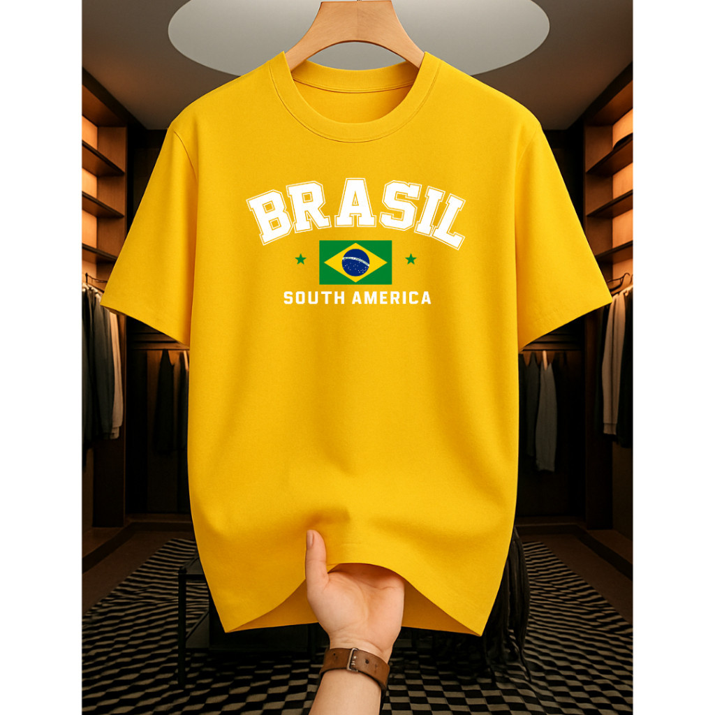 Camiseta Masculina Brasil 100% Algodão   Varias Cores Camisa Unissex Torcedor Copa Do Mundo