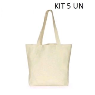 KIT 5 (cinco) sacolas ecobag em algodão cru 32x38cm em Oferta na Shopee