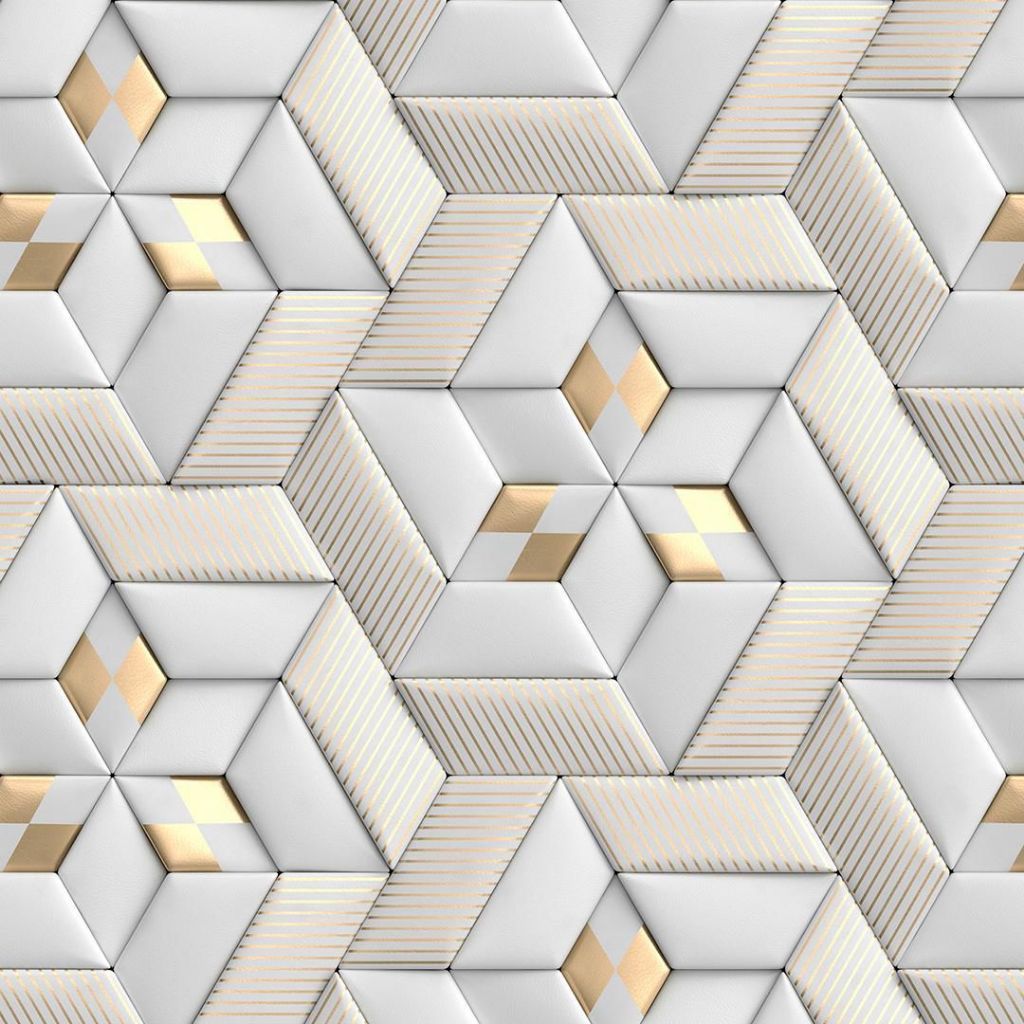PAPEL DE PAREDE ADESIVO GEOMETRICO 97 FUNDO BRANCO E DOURADO 3D LAVAVEL P/SALA QUARTO 50 CM DE LARG. em Oferta na Shopee