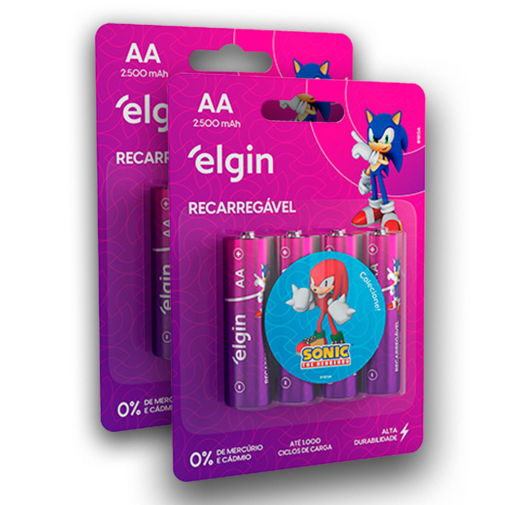 Kit 8 Pilha Recarregável Aa Elgin 2500Mah 2 Cartelas 4 Unidades em Oferta na Shopee
