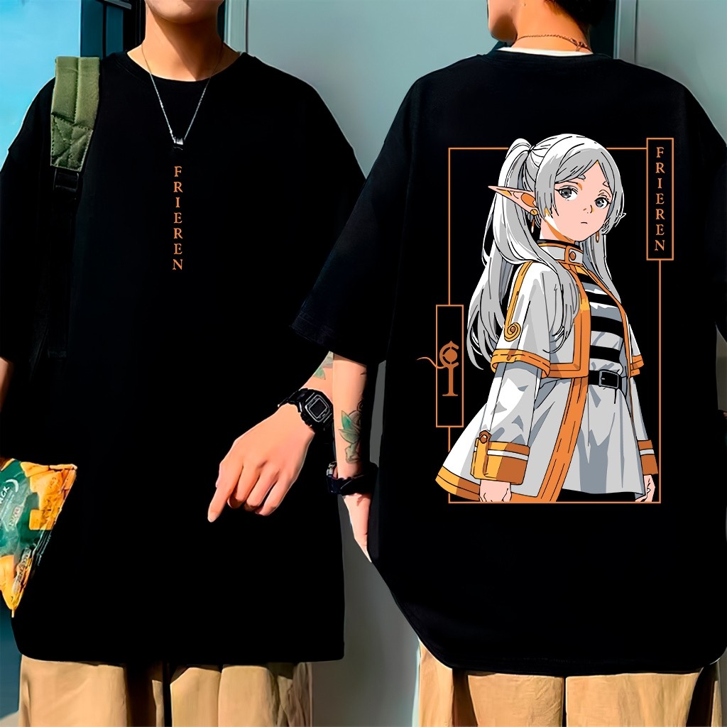 Camiseta Frieren Anime Oversized Unissex 100% Algodão Estilo Mangá Japonês Casual Streetwear