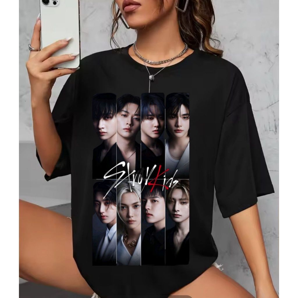 Camiseta Blusa Feminina Oversized Stray Kids T shirt 100%Algodão Plus Size Envio rapido