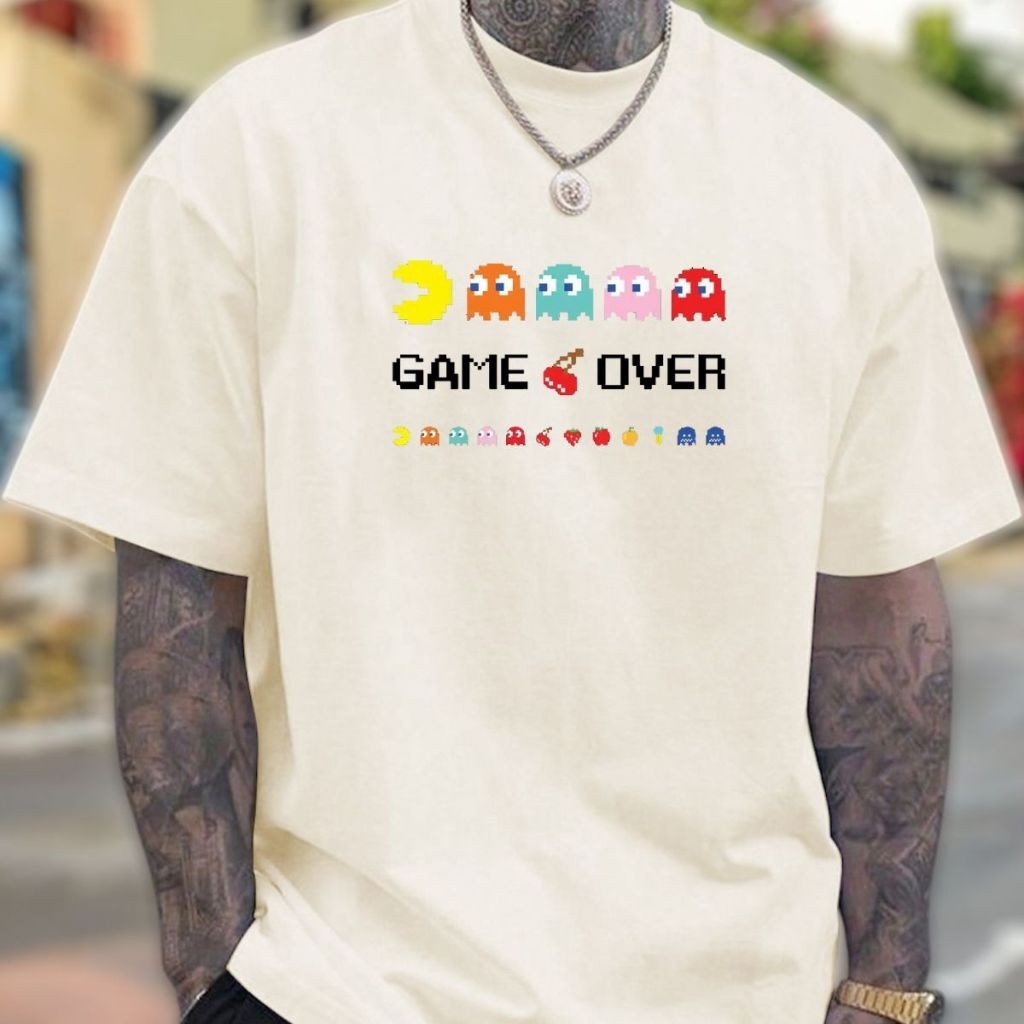 Linda Camiseta Premium t-shirt Linda T-shirt  Masculina look Despojado Streetwear Confortável Estampa Pac-Man (Ref 2399)