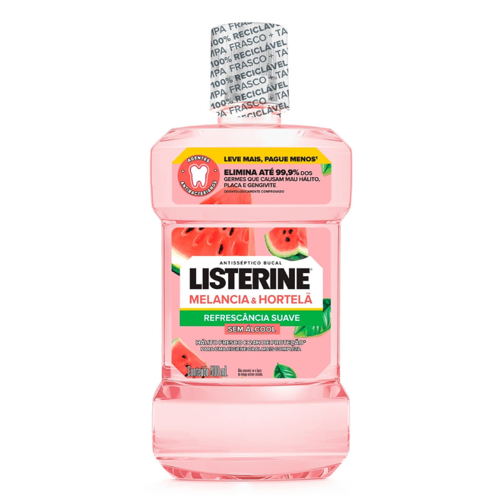 Antisséptico Bucal Listerine Melancia e Hortelã 500ml em Oferta na Shopee