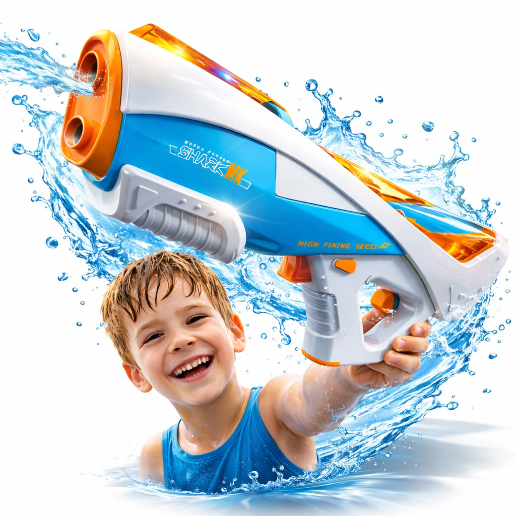 Pistola de Água Elétrica Sução Automática Para Crianças Arminha de água Alta Pressão Bateria Recarregável Brinquedo