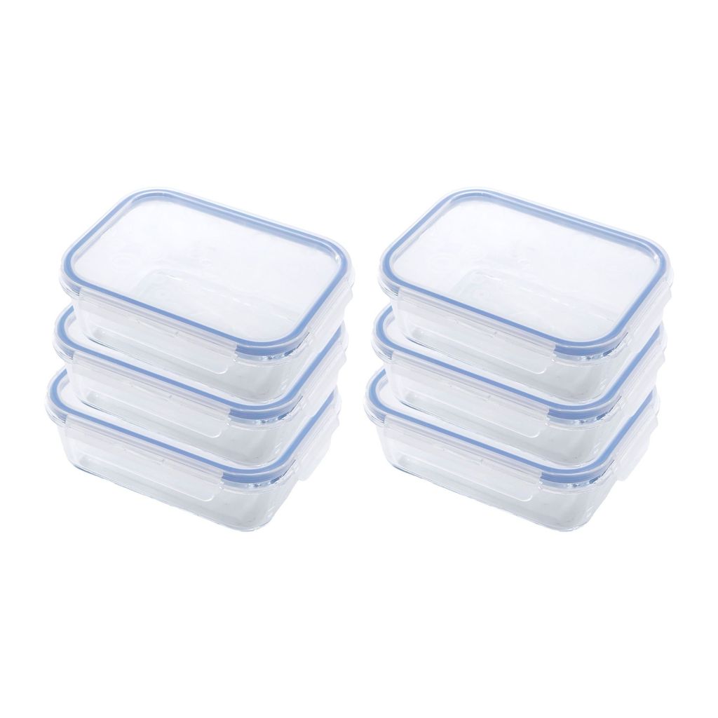 Kit 6 Pote De Vidro Borossilicato 1040ml Hermético Para Organização De Geladeira