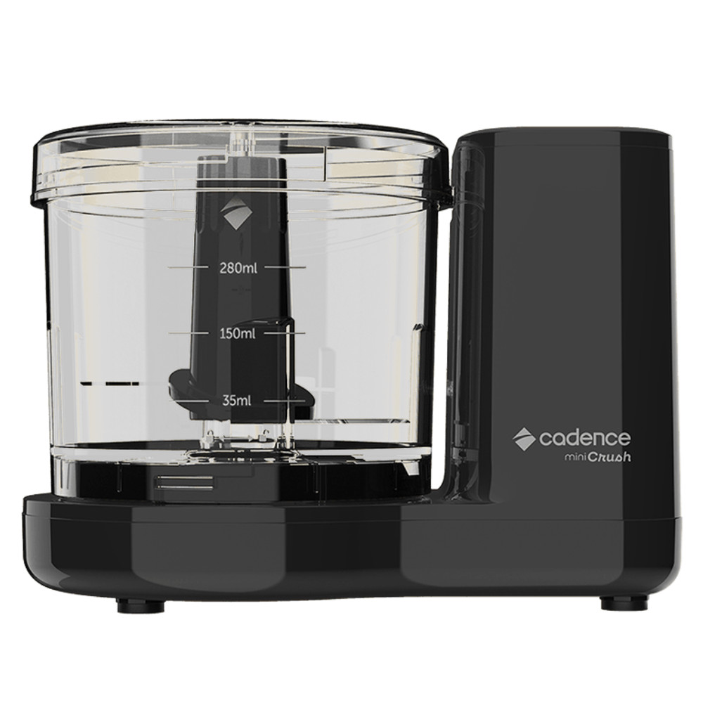 Mini Processador de Alimentos Elétrico 127V de 280ML Mini Crush Preto 70w Cadence