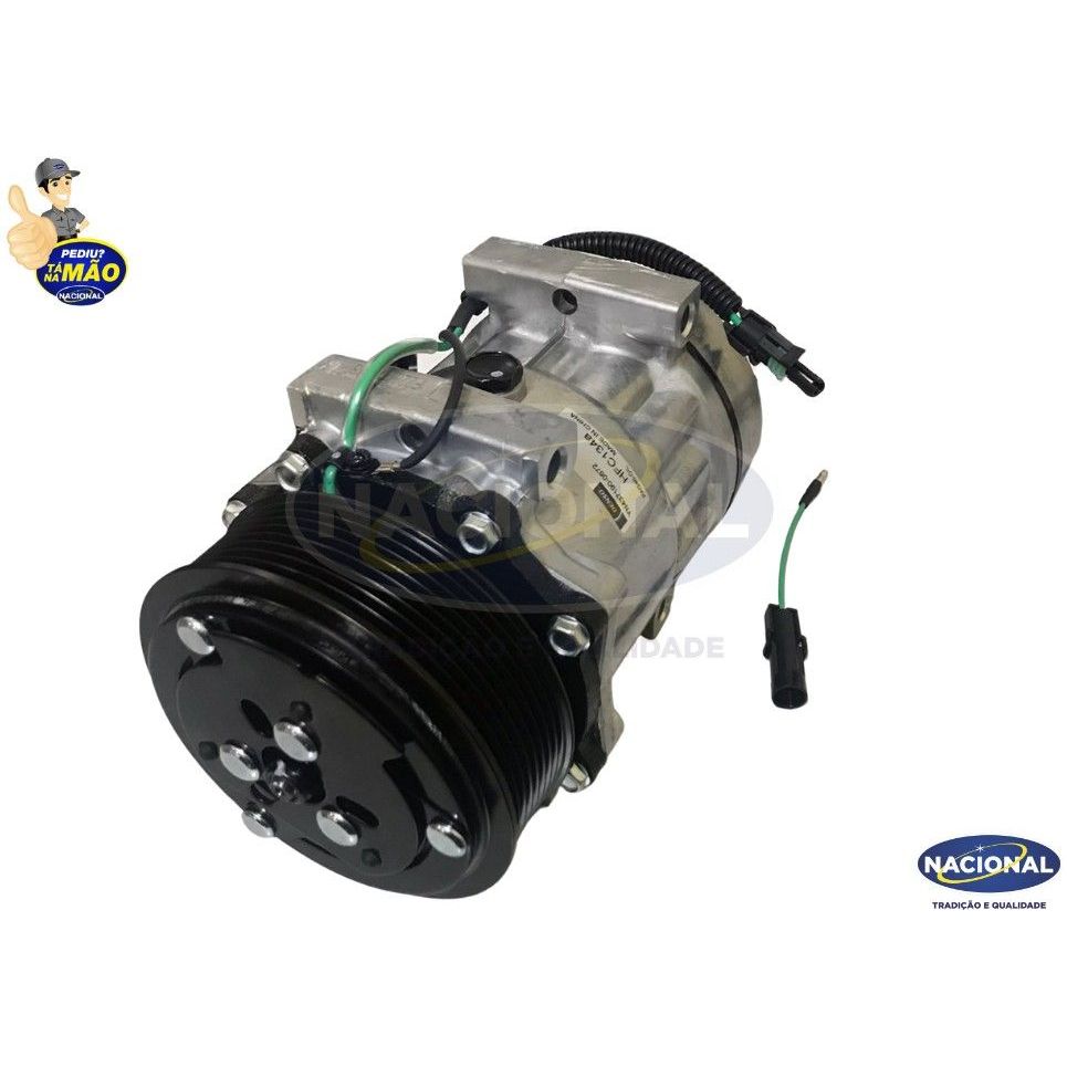 COMPRESSOR 7H15 24V POLIA 8PK 119MM PA CARREGADEIRA CATERPILLAR 938H, SCANIA VOLVO NEW HOLLAND W170