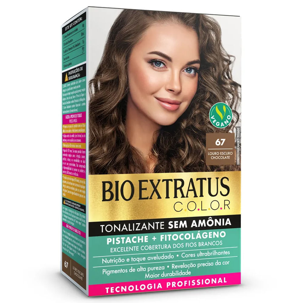 Tonalizante Sem amônia Bio Extratus Color Louro Escuro Chocolate 67 em Oferta na Shopee