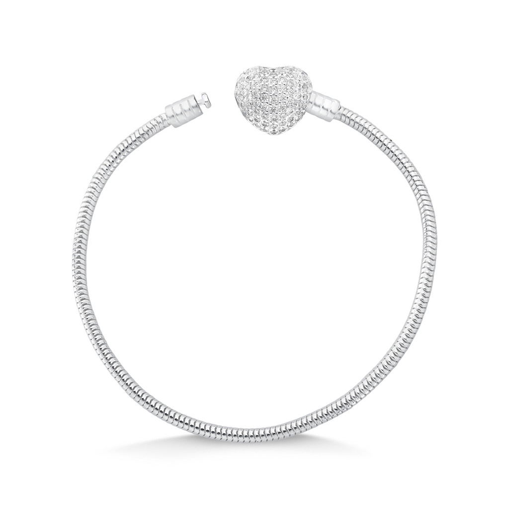 Pulseira Berloque Maleável Fecho Coração Zircônias Prata 925 em Oferta na Shopee