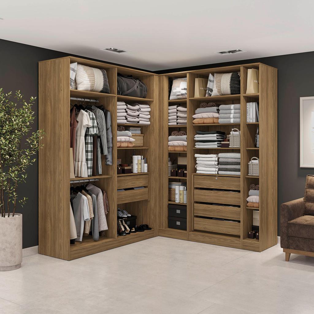 Conjunto Closet em Kappesberg Adapt Nogueira 5 Peças 222cm x 205cm em Oferta na Shopee