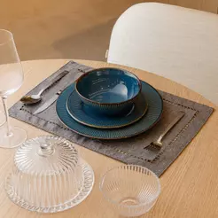 Lugar Americano Lévis 45cm x 30cm Grafite Poliéster Lyor para Mesa Posta Jantar Almoço Decoração Elegante Prático Diário