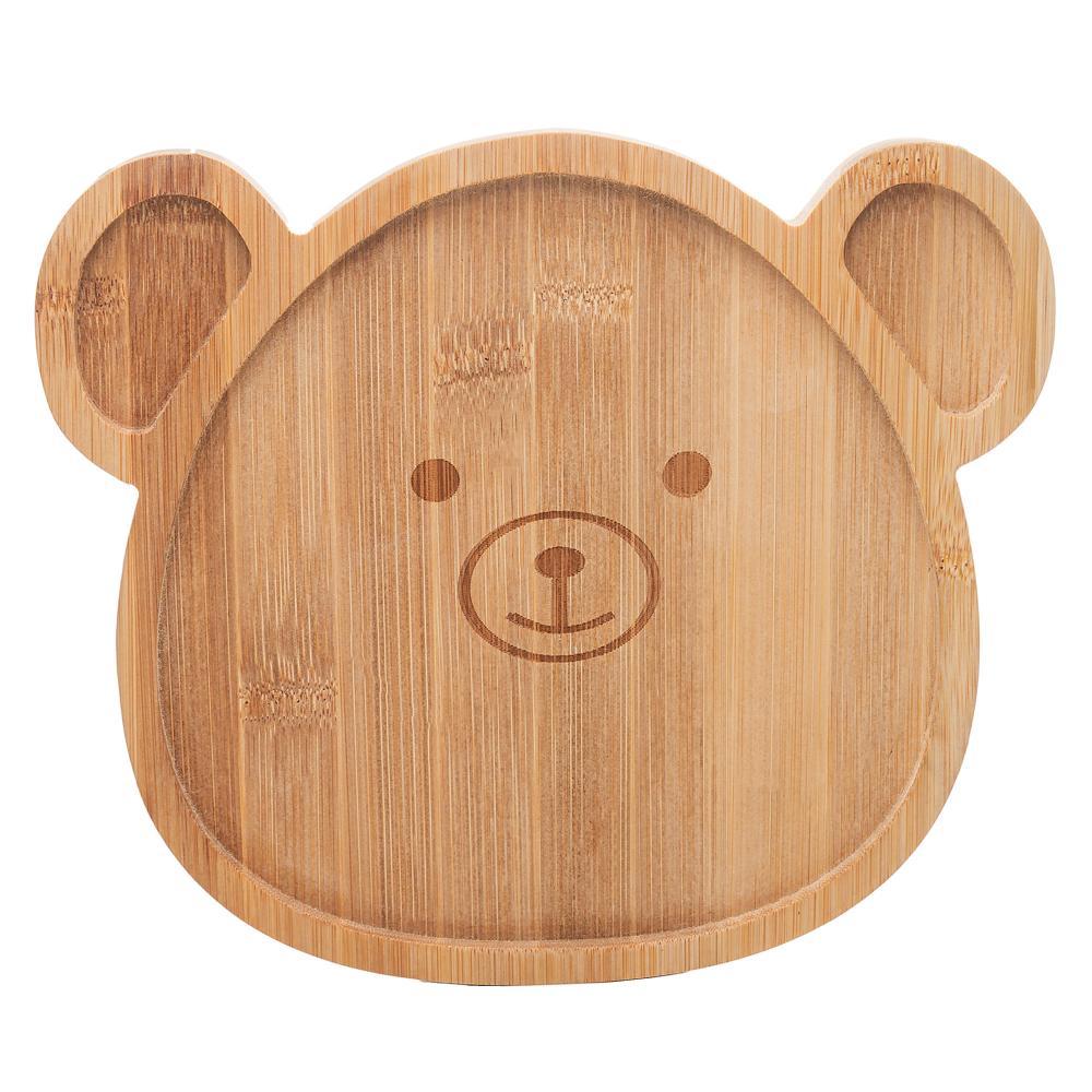 Prato Infantil Bear 23cm Bambu Lyor em Formato de Urso para Refeições Crianças Alimentação Mesa Infantil Leve e Prático
