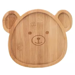Prato Infantil Bear 23cm Bambu Lyor em Formato de Urso para Refeições Crianças Alimentação Mesa Infantil Leve e Prático