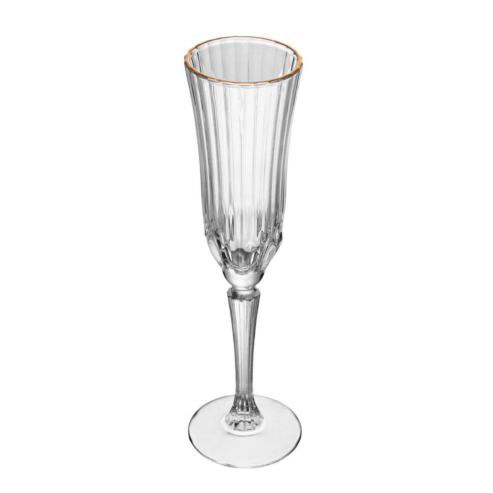 Taça Champanhe Wolff Belle Jour Fio Ouro 160ml Cristal Eco Mesa Posta Festa Brinde Casa Presente Sofisticado Luxo Chique