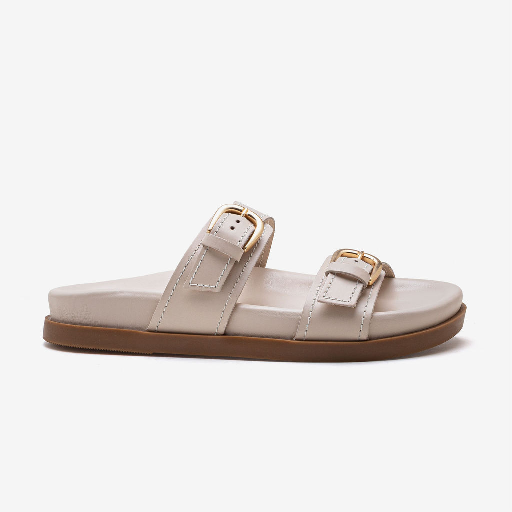 Papete Feminina Iris Couro Off White em Oferta na Shopee