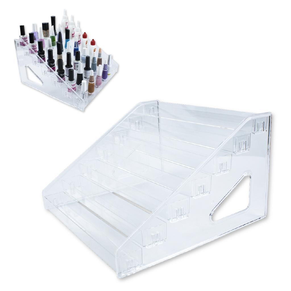 Expositor de Esmaltes Acrílico Transparente 7 Degraus 80un Mostruário Prateleira Acrílico Manicure