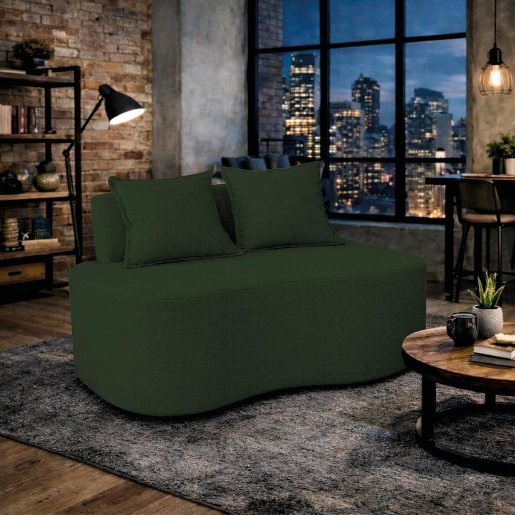 Sofá Curvo Bélle 1 Lugar Sofá Moderno Compacto Decorativo Confortável Linho