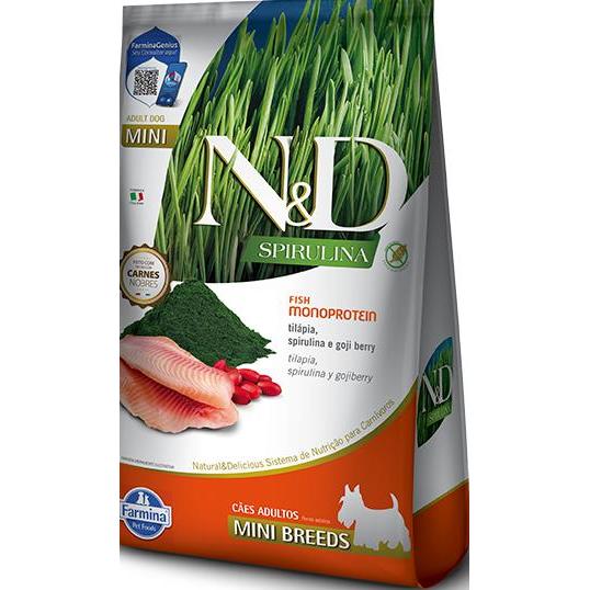 Ração Farmina N&d Spirulina Para Cães Adultos de Porte Mini Sabor Tilápia, Spirulina e Goji Berry 7 Kg