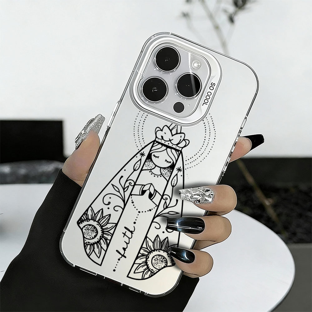 Capa de Celular Nossa Senhora Aparecida Girassol Fé Gradiente Fosco Capinhas Diferentes Para 17 16 15 14 13 12 11 Pro CY